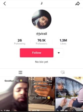 Jvirall TikTok page which posted the viral plane crash video on TikTok.